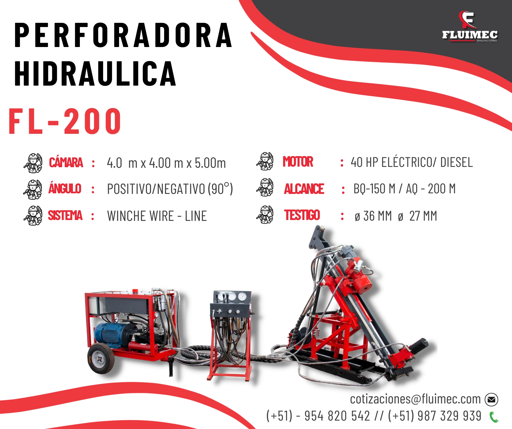 MAQUINA HIDRAULICA FL - 200 PARA PROYECTOS MINEROS 